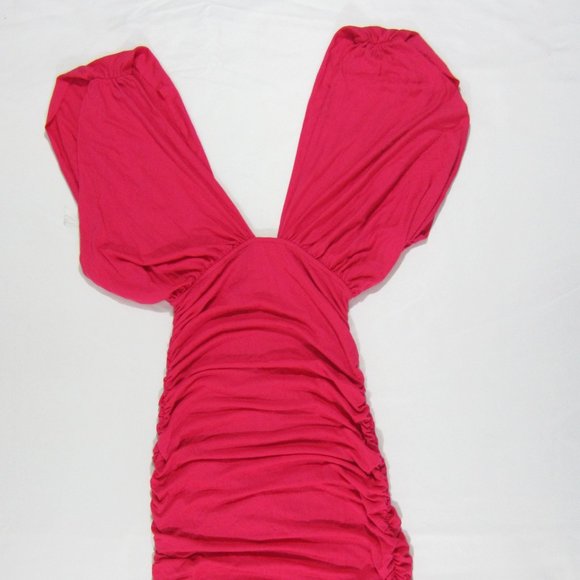 Rachel Pally "Nico" Pink Geranium Ruching Dress M